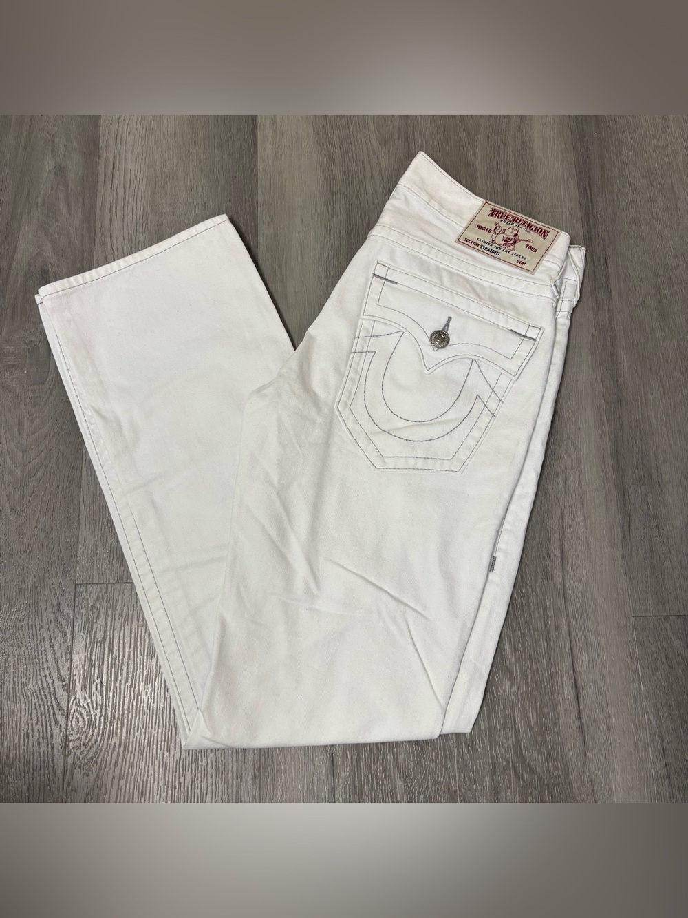 True Religion White Denim Jeans with Contrast Stitching Women’s Size 32